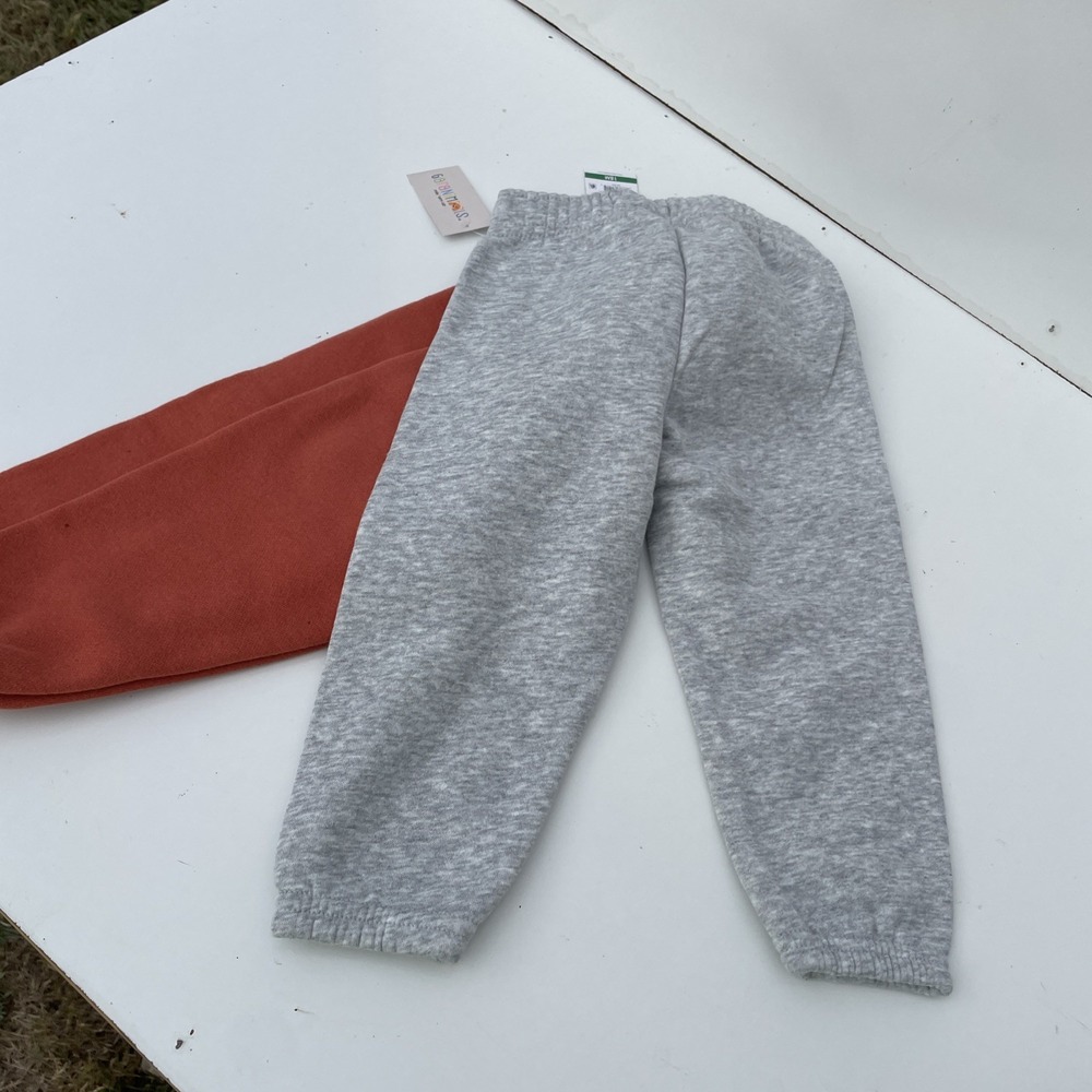 Garanimals 2-Pack Jogger Pants 18M Gray Orange Fleece Cotton Pull On Elastic - Picture 4 of 4